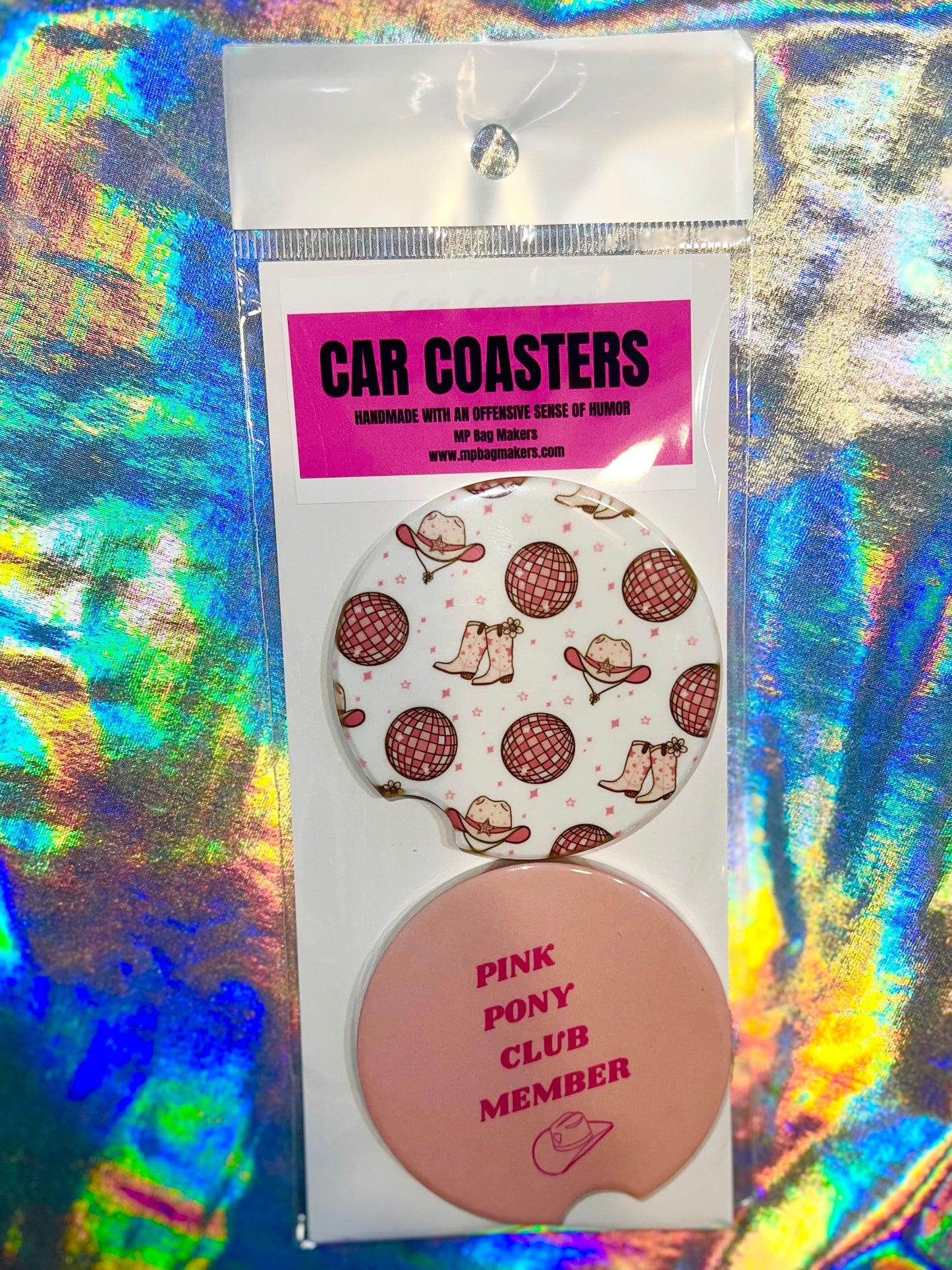Pink Pony Club Member Cute Car Coasters
