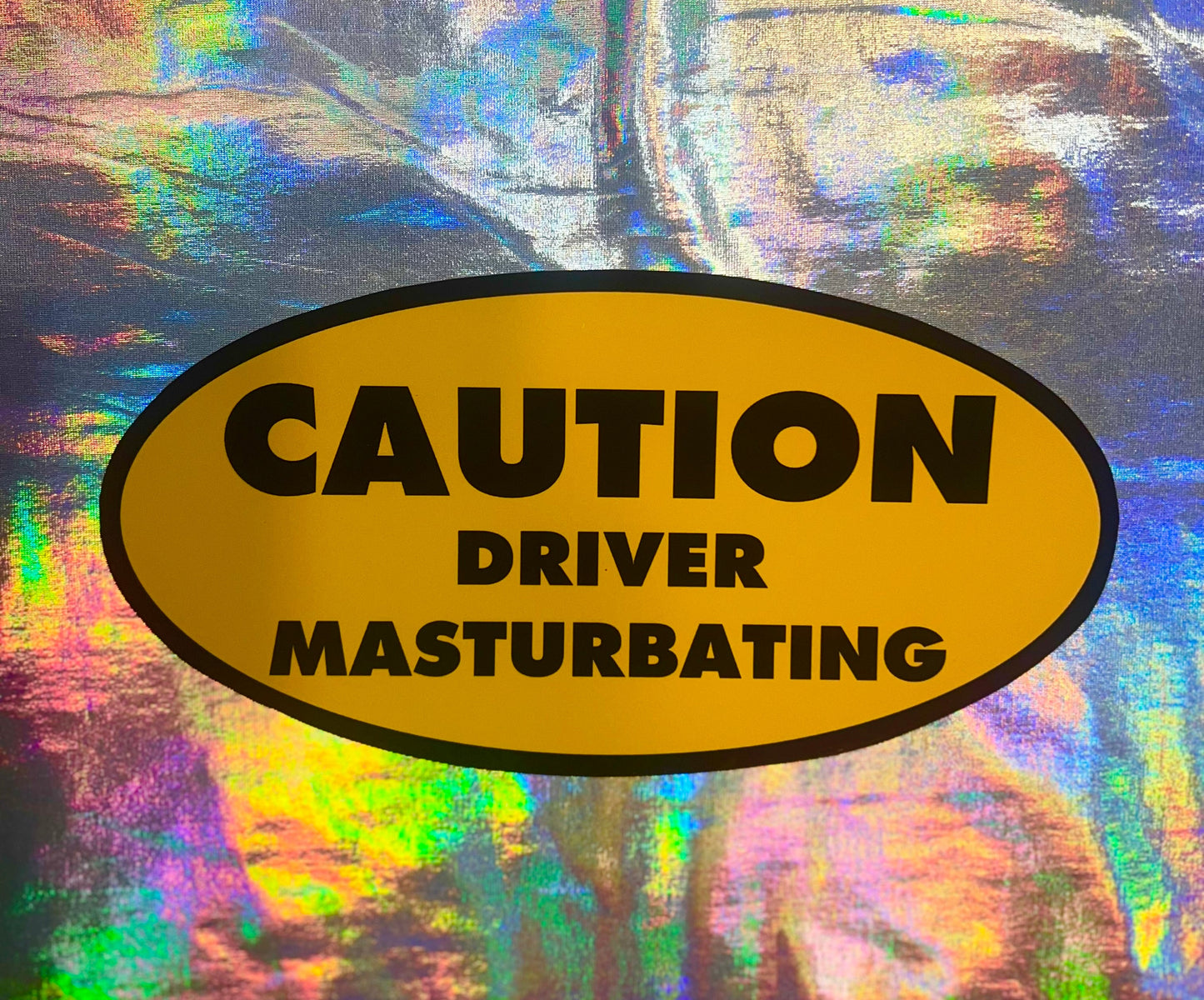 Caution Driver Masturbating Oval Sticker