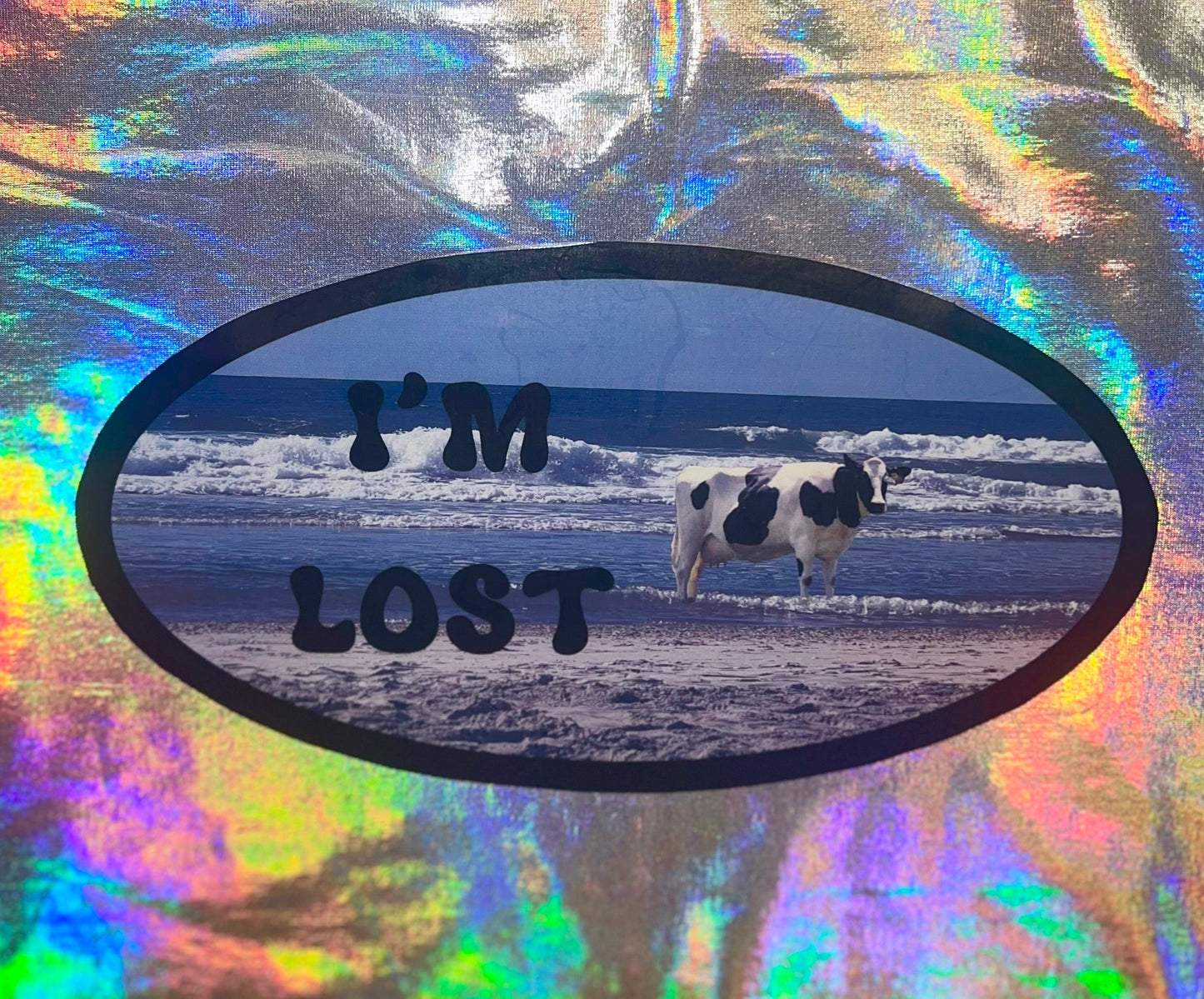 I'm Lost Cow Oval Sticker