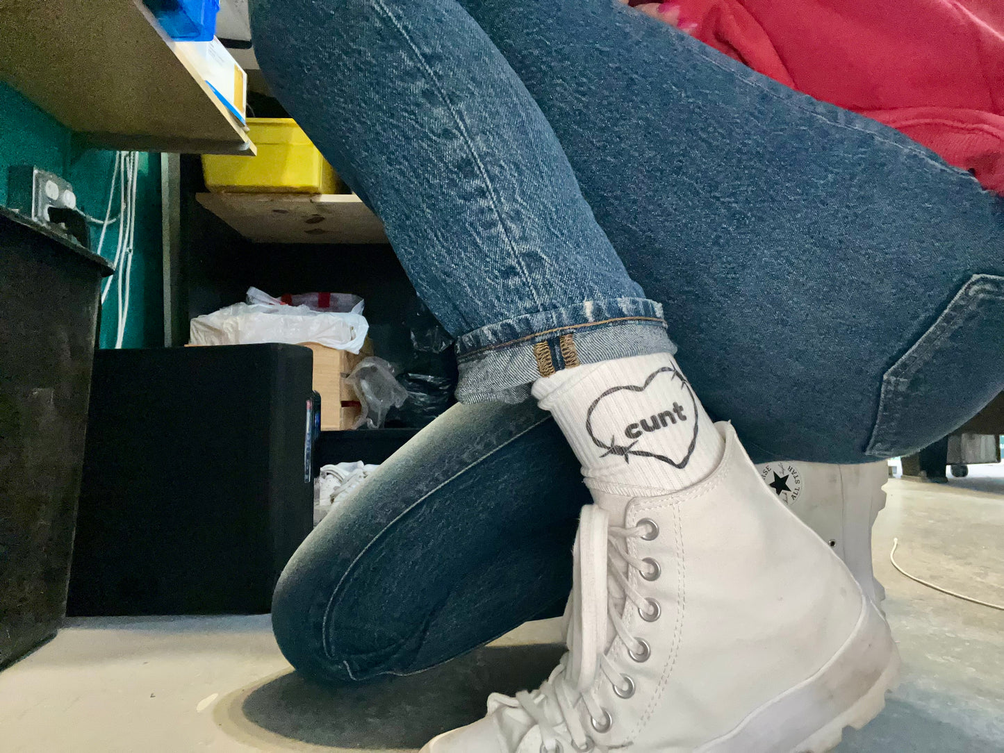 Barbed Wire Heart Cunt Socks