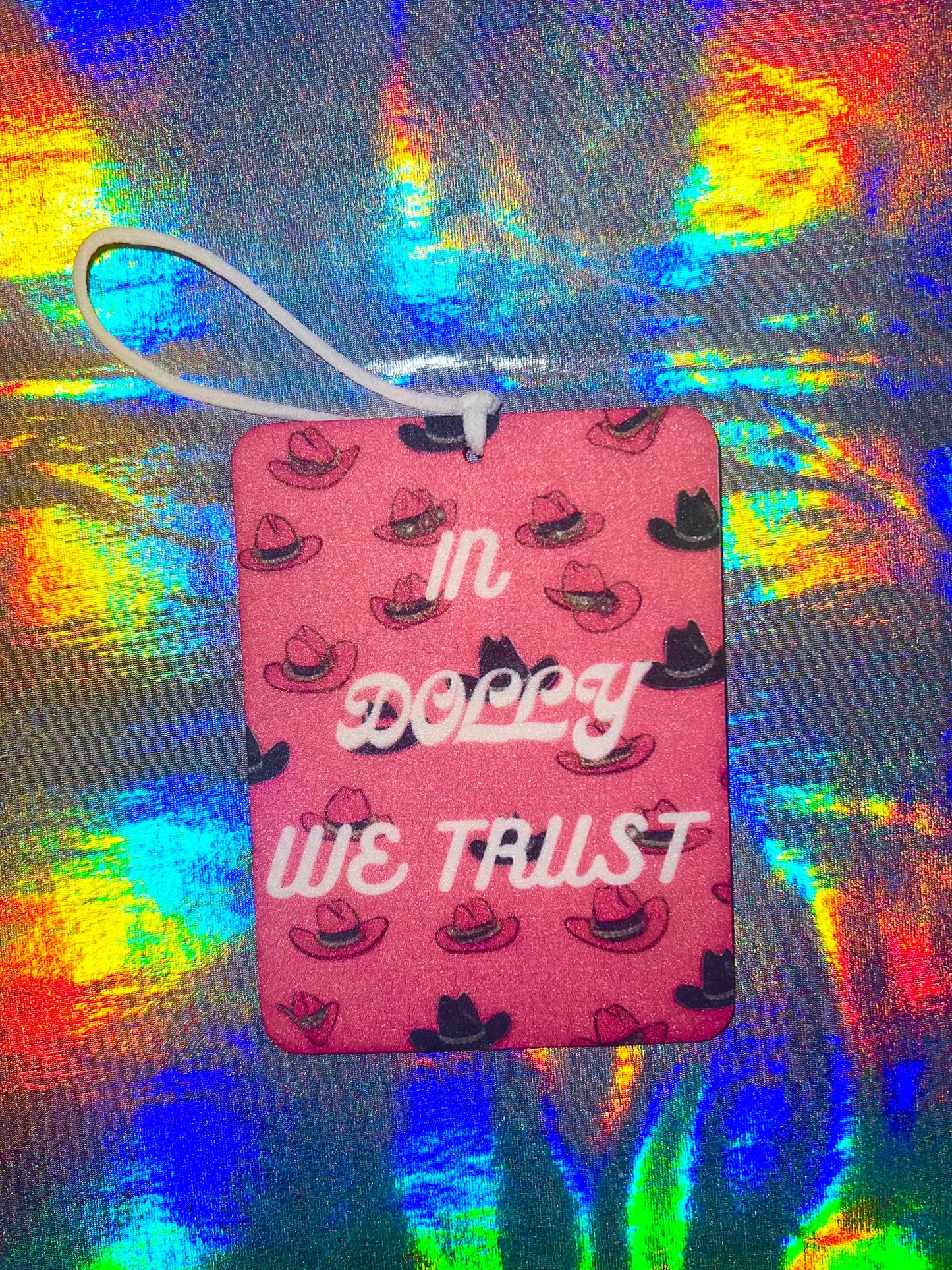In Dolly We Trust Funny Pink Car Air Freshener