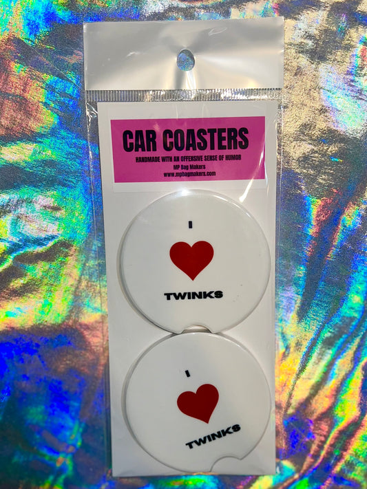 I Love Twinks Funny Pride Car Coasters