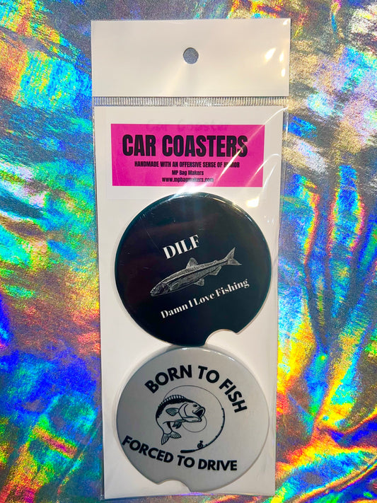 DILF (Damn I Love Fishing) Car Coasters