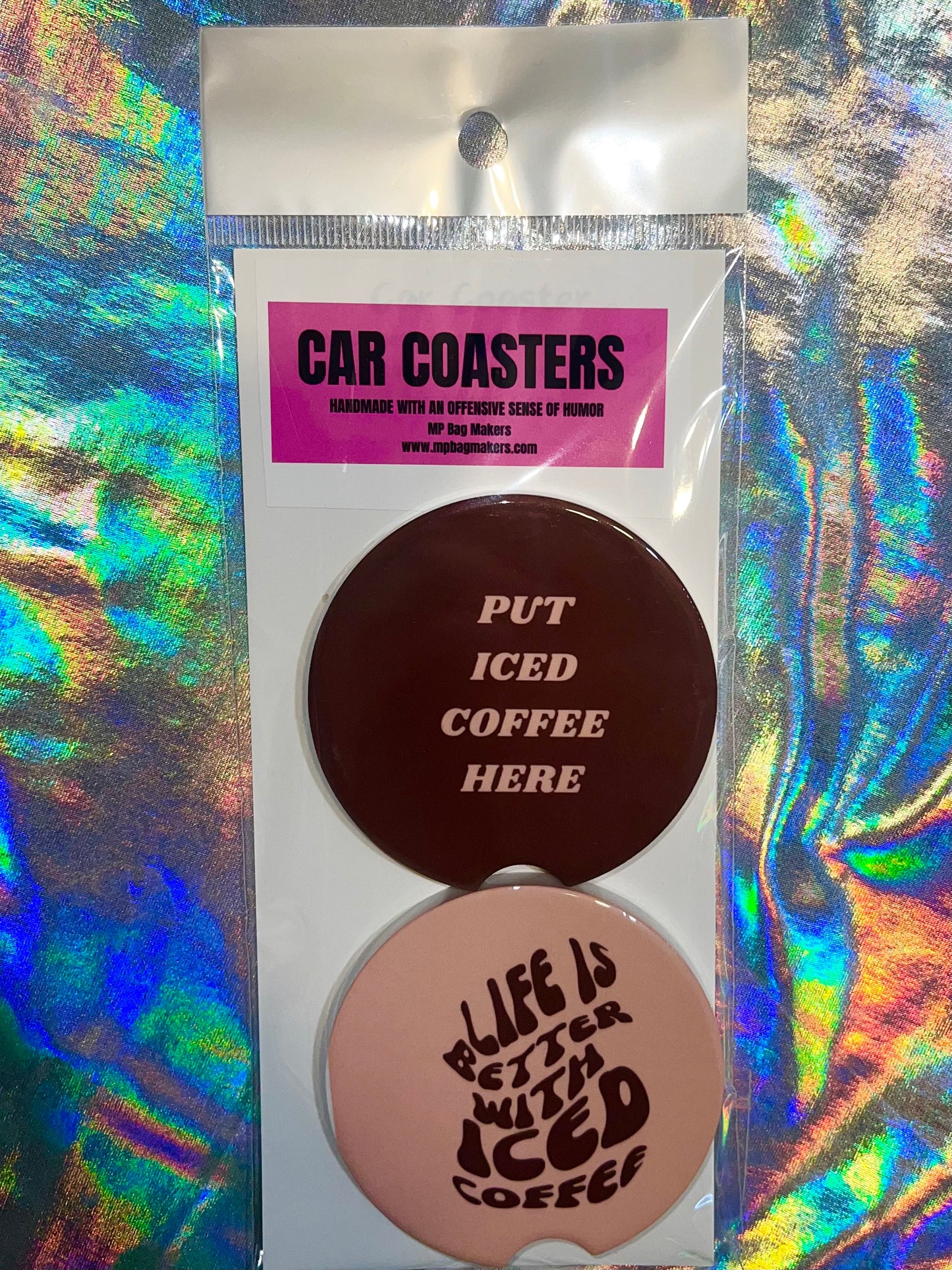 Put Iced Coffee Here Cute Car Coaster