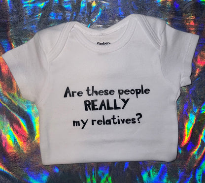 Are These People Really My Relatives Baby Bodysuit